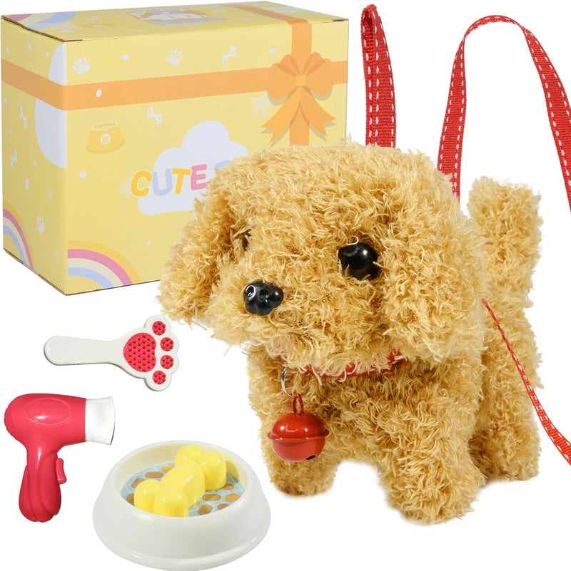 lonfypeng Plush Toys Walking Dog Toys That Can Walk, Bark and Wag Tail,Interactive Electronic Pet Toys Puppy with Leash,Easter Christmas Birthday Gift for Toddlers Kids - Image 1