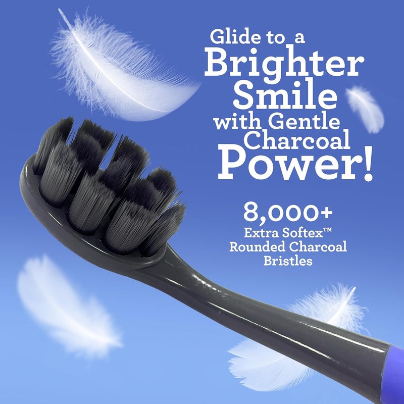 جوراناندا فرشاة أسنان جوروناندا بالفحم للثة الحساسة - تحتوي على أكثر من 8000 شعيرة من نوع SoftexTM للأسنان واللثة الحساسة، تساعد في تبييض الأسنان، ناعمة جداً (6 قطع) - Image 2