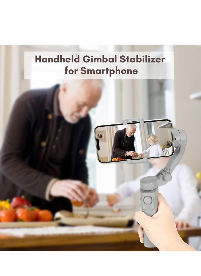 Foldable Gimbal Stabilizer for Smartphone – 3-Axis Phone Gimbal Stabilizer for Vlogging, Shake-Free Videos, Max 260g Load, Horizontal & Vertical Modes, Face Zoom, Timelapse, with Mini Tripod – Perfect for iPhone, Android & Content Creators