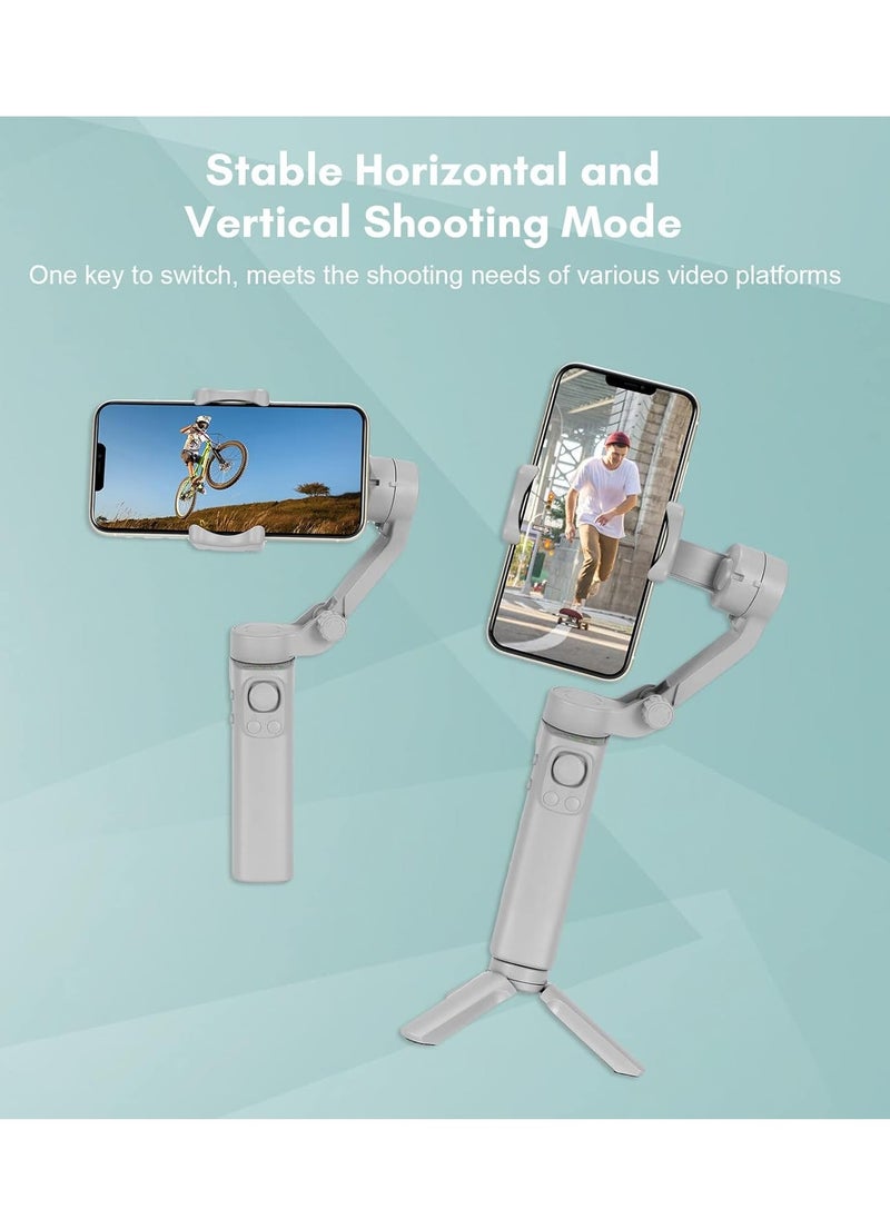 Foldable Gimbal Stabilizer for Smartphone – 3-Axis Phone Gimbal Stabilizer for Vlogging, Shake-Free Videos, Max 260g Load, Horizontal & Vertical Modes, Face Zoom, Timelapse, with Mini Tripod – Perfect for iPhone, Android & Content Creators
