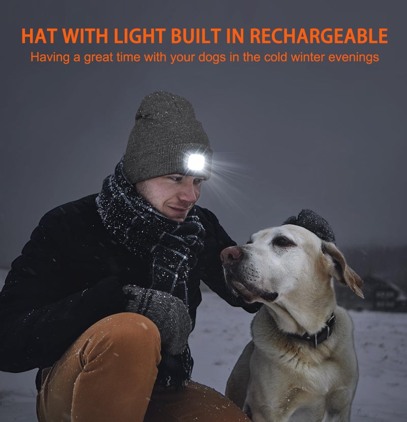 Wmcaps Stocking Gifts Stuffers for Men, Hat with Light Built in, LED Beanie Headlamp for Dad Women Husband Boyfriend Him Orange - Image 2