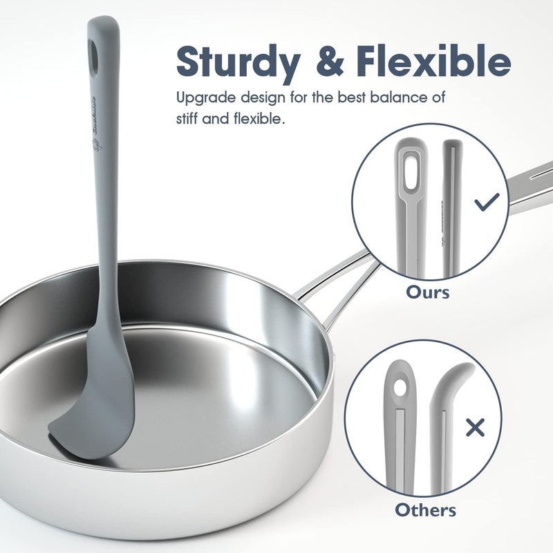 ChefAide 4 Pieces Silicone Spatula Set, Food Grade Rubber Spatula, Upgrade Strong Handle with Ergonomic Grip, Heat Resistant for Nonstick Cookware, Cooking - Image 3