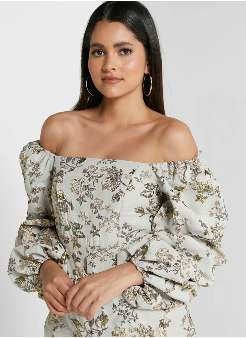 RIVER ISLAND Square Neck Embroidered Playsuit
