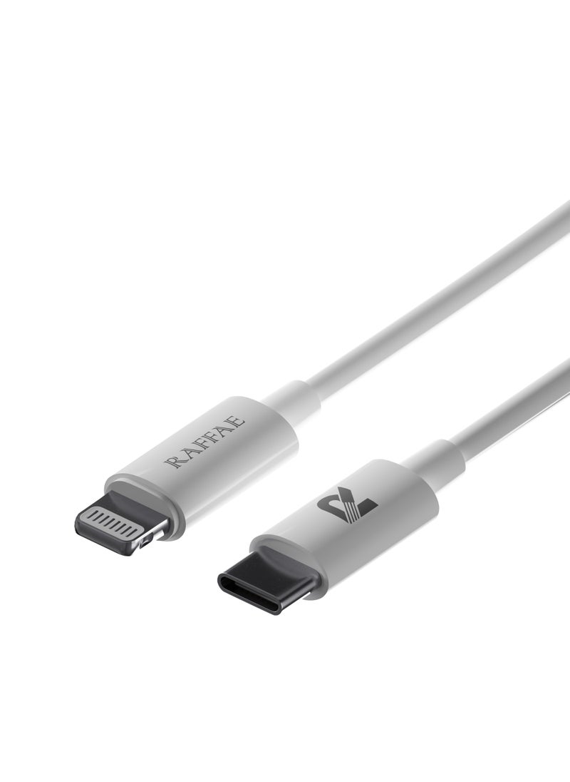 RAFFAE - 25W PD Fast Charging USB Type C to Lightning Strong and Durable 1M Cable for iphone 14/14 Plus/14 Pro/14 ProMax/13/12/11 - White - Image 1