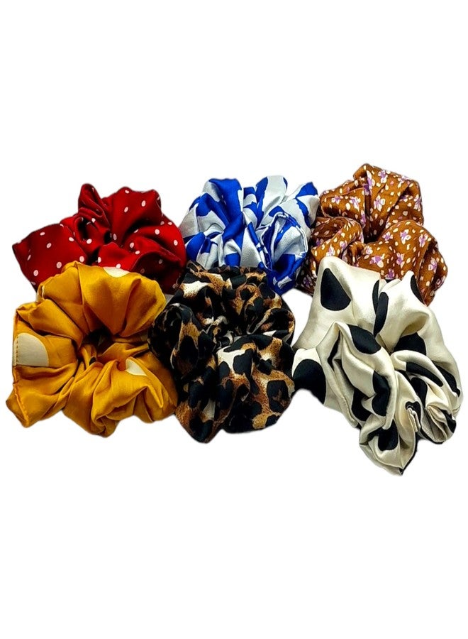 Dian Assorted Color Pack of 6 Jumbo Satin Print XL Scrunchie - Oversized, Soft, Secure, and Stylish Hair Accessories. - Image 2