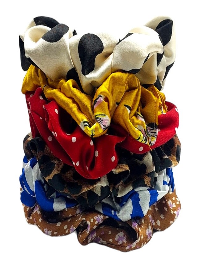 Dian Assorted Color Pack of 6 Jumbo Satin Print XL Scrunchie - Oversized, Soft, Secure, and Stylish Hair Accessories. - Image 4