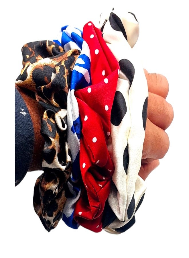 Dian Assorted Color Pack of 6 Jumbo Satin Print XL Scrunchie - Oversized, Soft, Secure, and Stylish Hair Accessories. - Image 5
