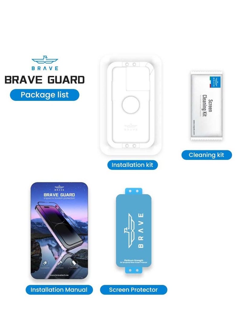 Brave - iPhone 14 Pro Max Premium Clear Screen Protector 6.7 Inch, 9H Tempered Glass Unbreakable with Easy Installation Tray, Bubble Free, Anti-Scratch, Anti-Fingerprint, Full Screen Coverage - Image 1