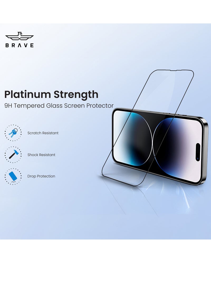 Brave - iPhone 14 Pro Max Premium Clear Screen Protector 6.7 Inch, 9H Tempered Glass Unbreakable with Easy Installation Tray, Bubble Free, Anti-Scratch, Anti-Fingerprint, Full Screen Coverage - Image 1