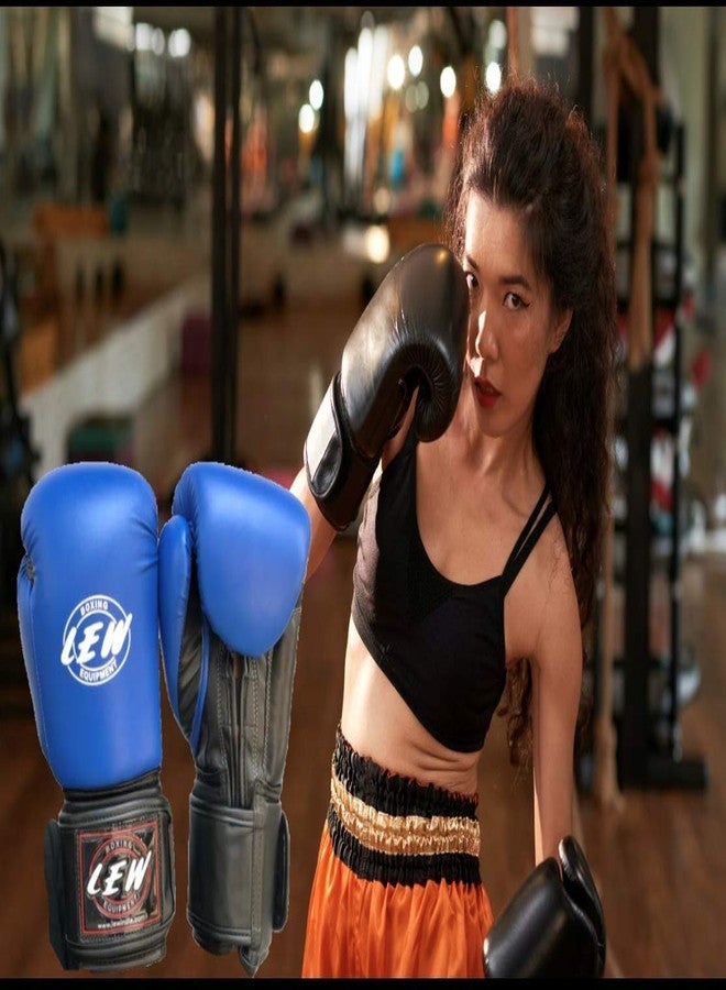 LEW Blue Boxing Gloves for Training/Muaythai/Punching Bag/Sparring with a Pair of Hand Wraps (Blue, 14 OZ) - Image 4