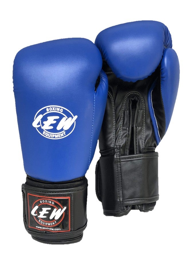 LEW Blue Boxing Gloves for Training/Muaythai/Punching Bag/Sparring with a Pair of Hand Wraps (Blue, 14 OZ) - Image 1