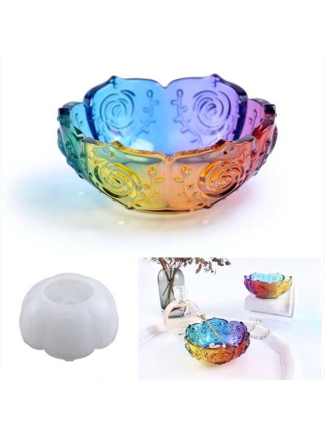Diy Crystal Drop Glue Epoxy Resin Rose Lotus Storage Bowl Mirror Silicone Mold 
