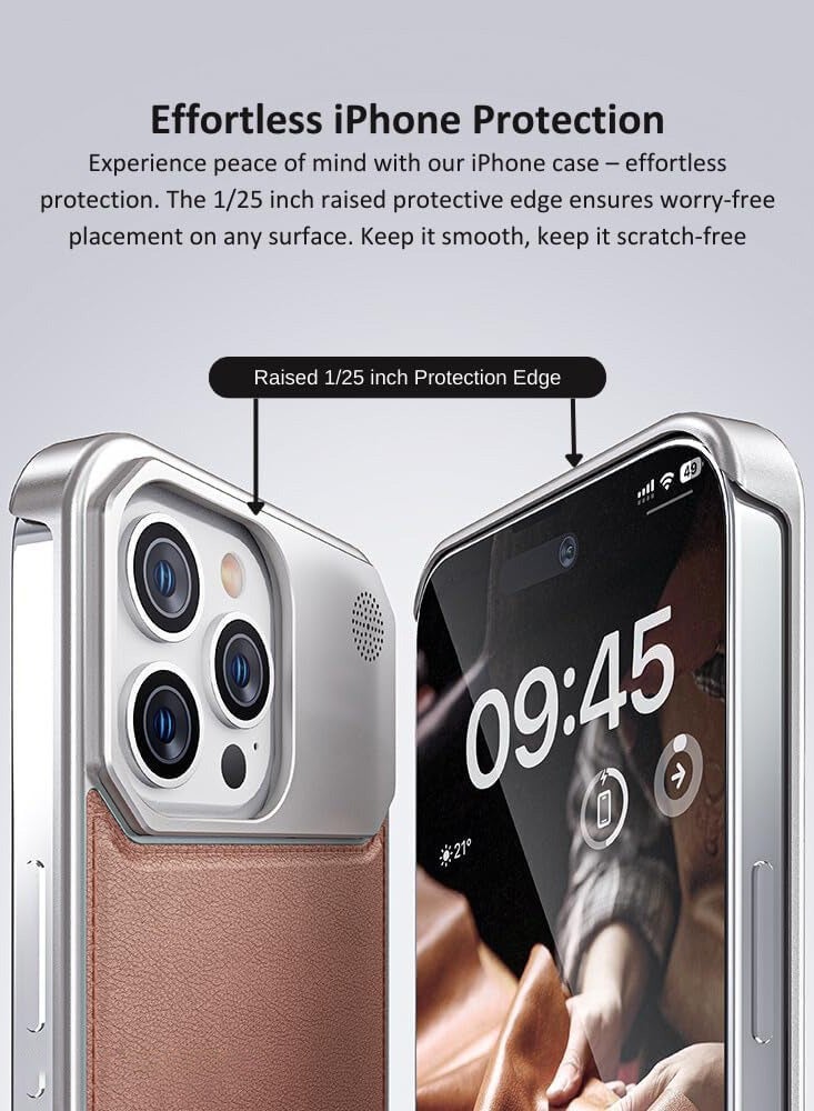 BlueFire Premium Aluminum Alloy & Leather iPhone 16 Pro Max Case – Slim Fit, MagSafe Compatible, Built-in Fragrance Diffuser – Lightweight Durable Protection, Wireless Charging Friendly Luxury Cover - Image 5