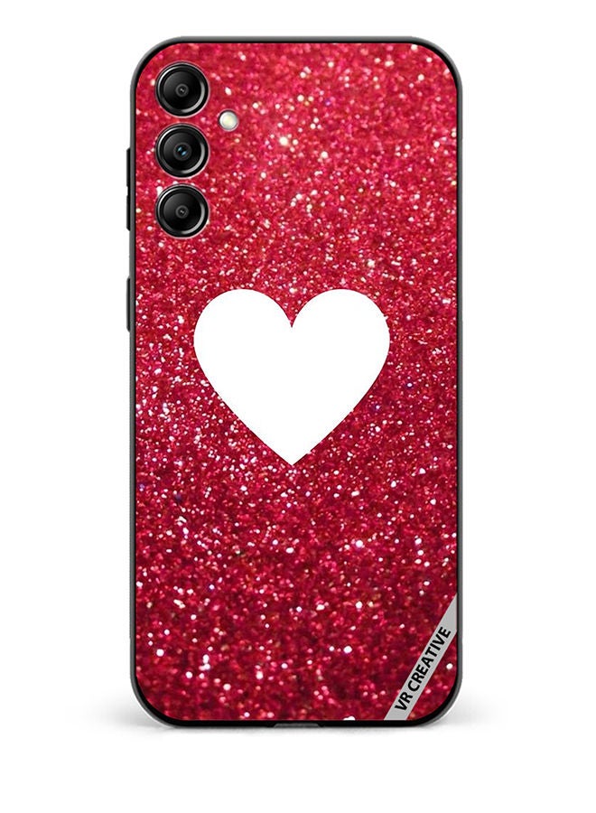 VR CREATIVE Protective Case Cover For Samsung Galaxy A14 5G/A14 White Heart on Red Glitter Design Multicolour - Image 1