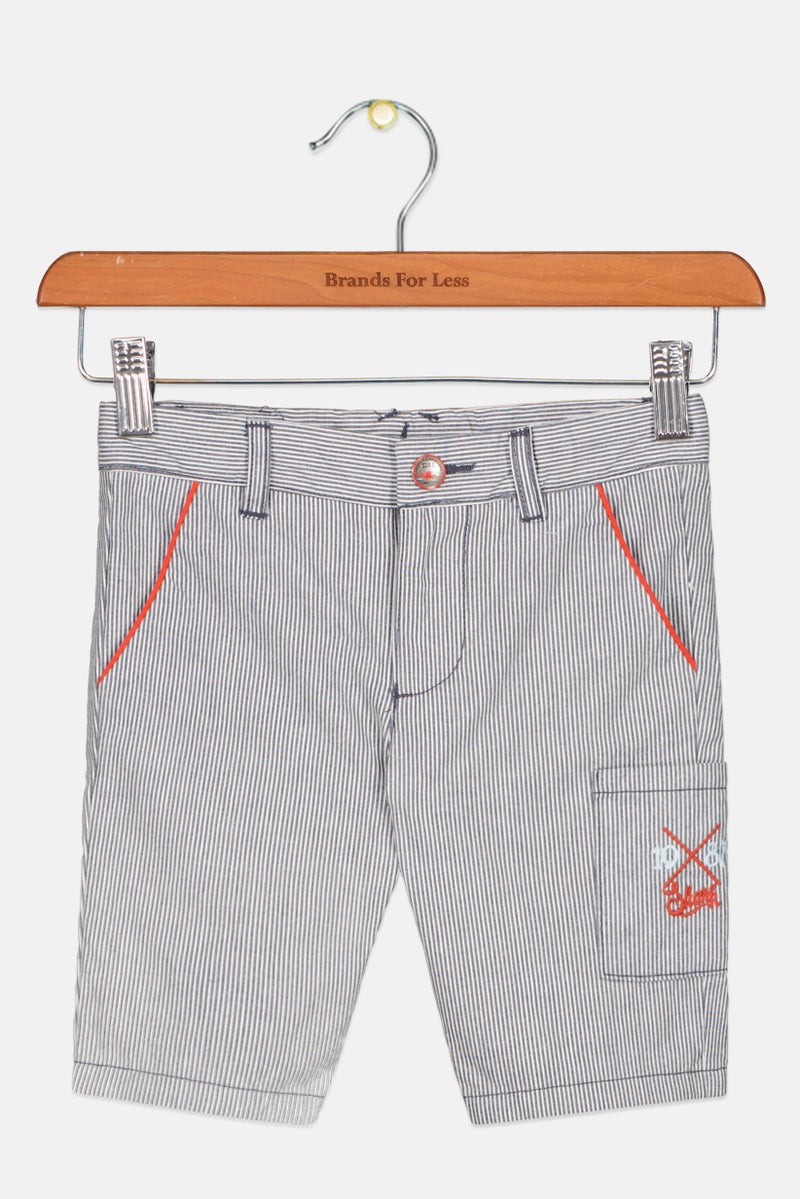 Sergent Major Toddlers Boy Stripe Basic Shorts, Navy  - Image 1