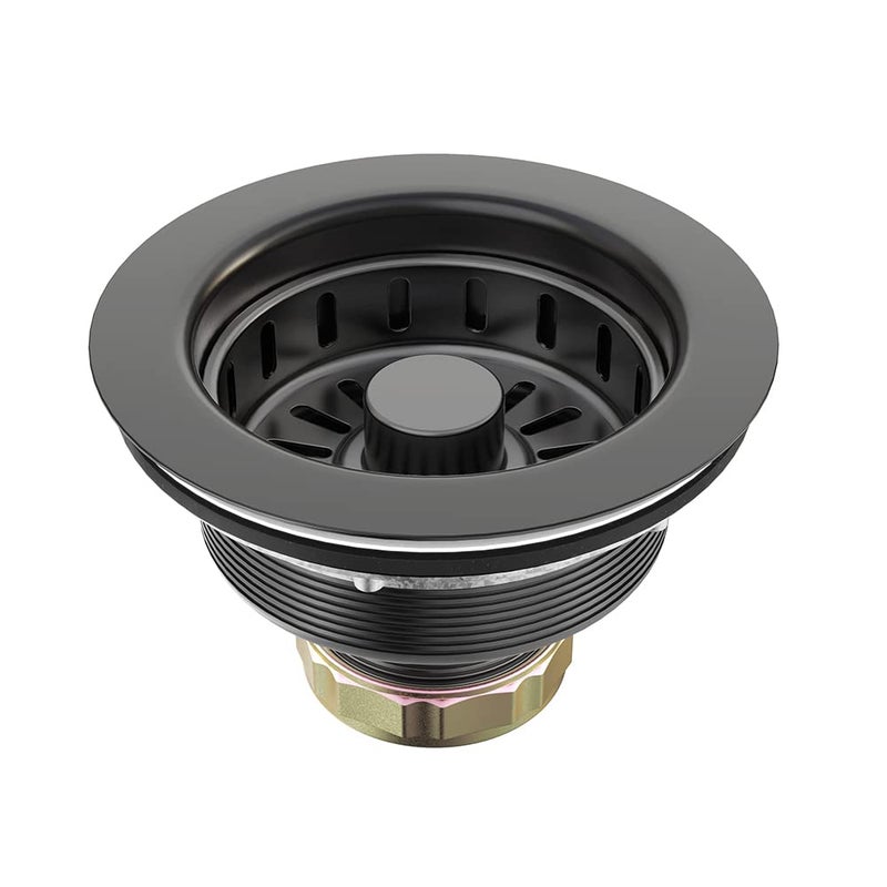 BOTEMY 312 inch Pop Up Kitchen Sink Drain Strainer Assembly 304 Stainless Steel with Removable Strainer Basket Stopper Matte Black