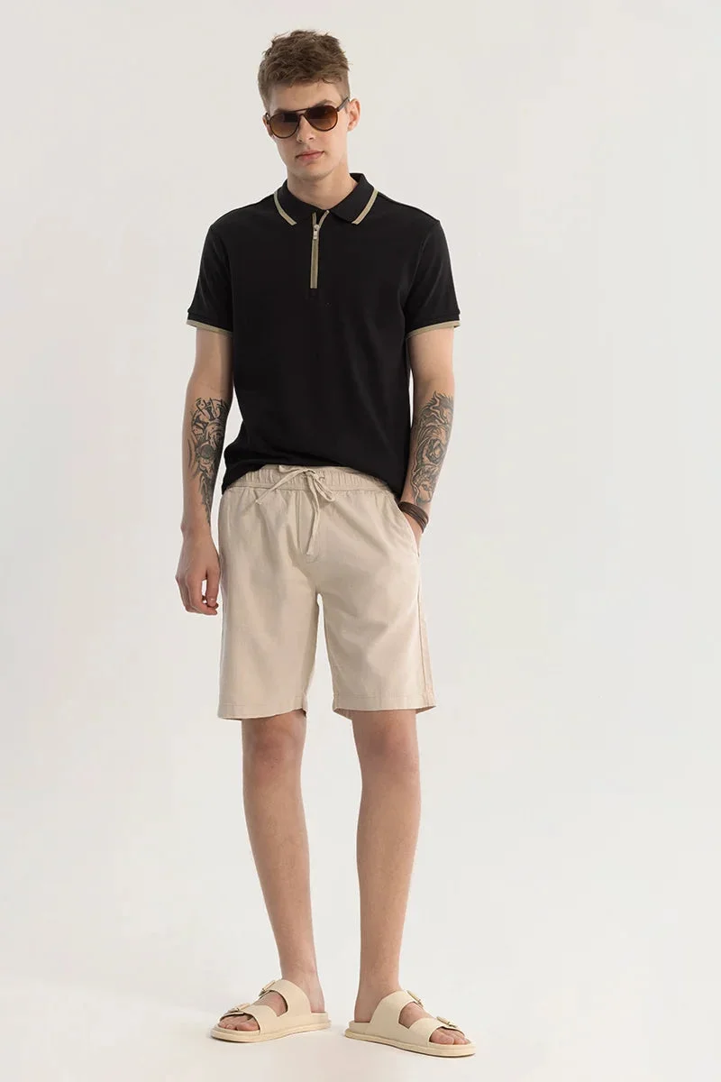 Snitch Cream Cream Cotton Shorts for Men | Best Price UAE