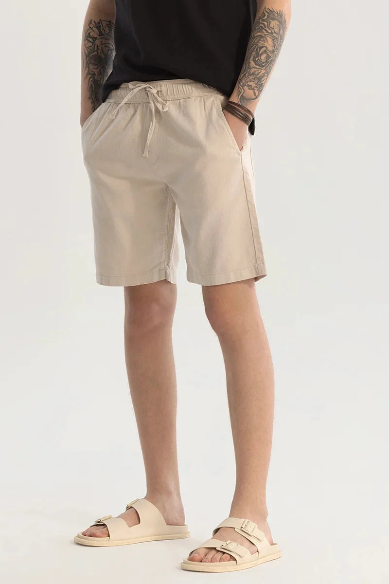 Snitch Cream Cream Cotton Shorts for Men | Best Price UAE