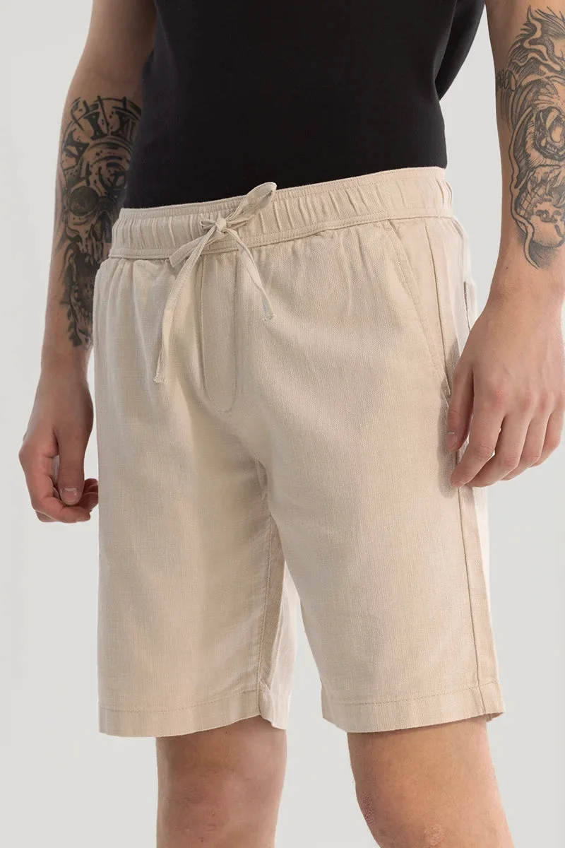 Snitch Cream Cream Cotton Shorts for Men | Best Price UAE