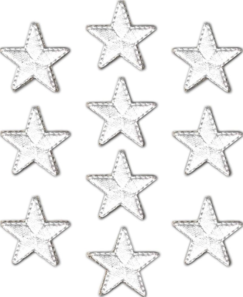Laughing Lizards Iron On Star Patches Embroidered Patch Applique Embellishments for Clothing Jackets Backpacks and Decorations White 1