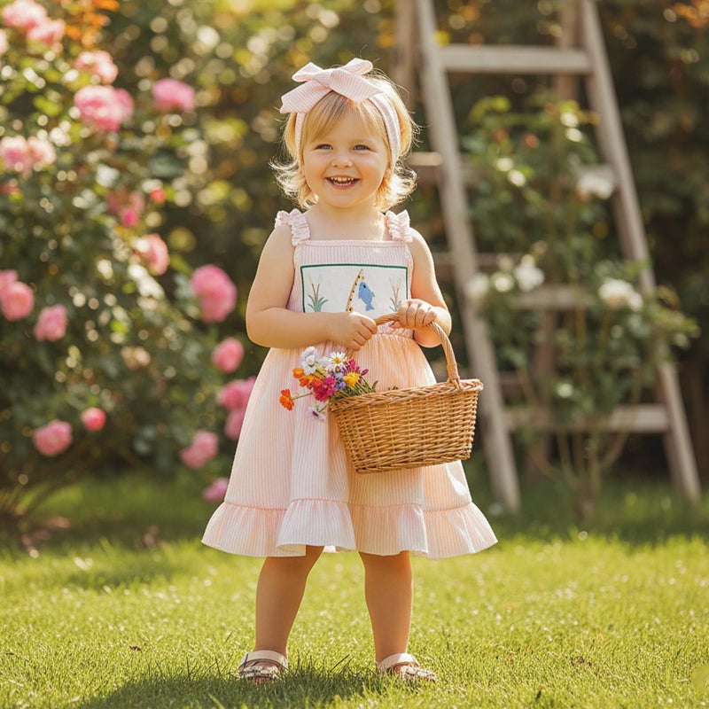 Amnnchya Toddler Baby Girl Dress Fish Sleeveless Stripes Ruffle Dresses Little Girls Summer Clothes Cute Kids Fishing Outfit (Pink, 3-4 Years) - Image 5