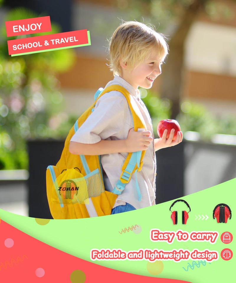 ZOHAN 032 Kids Noise Cancelling Headphones - 25dB NRR Kids Ear Protection, Hearing Protection Safety Ear Muffs for School Monster Truck Fireworks Traveling Studying Concerts Autism - Red - Image 5