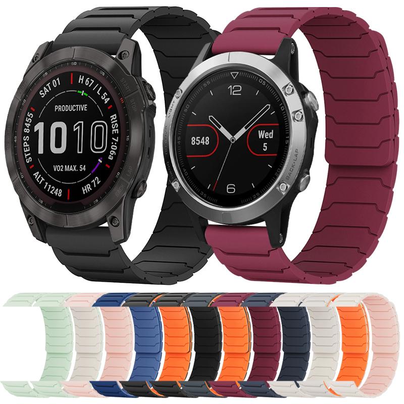 S-TOP For Garmin Fenix 8/7X/6X/5X 26mm xDfind Magnetic Silicone Watch Band(Starlight Orange) - Image 2