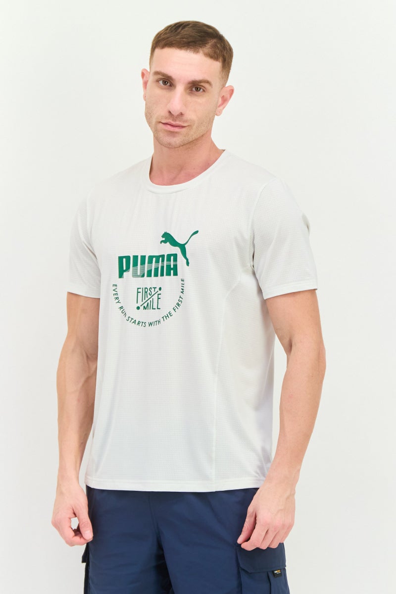 PUMA تي شيرت بولو للرجال من بومة x فيرست مايل بأكمام قصيرة، خارجي، أبيض - Image 1