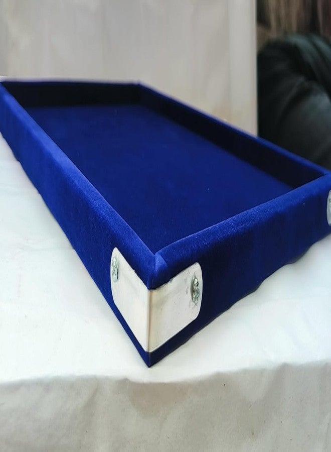SENTONI Velvet Jewelry Display Organizer Tray, Cosmetic and Beading Storage 12x9 Inch (1, BLUE) - Image 2
