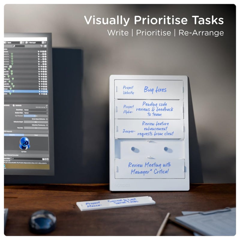 EO لوحة بيضاء مع ألواح مغناطيسية قابلة للإزالة مع قلم وقطعة قماش لمسح الجفاف ورقة تخطيط المهام اليومية للتعليق على الحائط والطاولة قوائم المهام ذات الأولوية (32 سم × 21.5 سم، أبيض) - Image 3