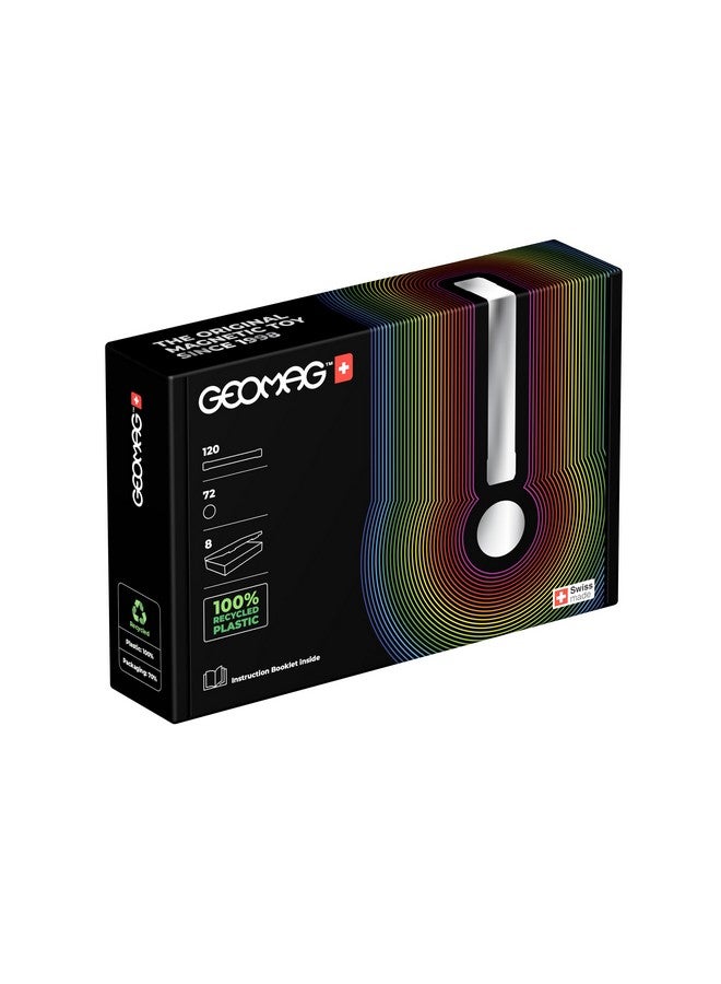 GEOMAG مجموعة البناء المغناطيسية المتقدمة من جيوماغ 192 قطعة باللون الأرجواني للبالغين | مصنوعة في سويسرا من 100% بلاستيك معاد تدويره | تشمل 8 صناديق تخزين | عبوة أصلية أيقونية | تصميم جميل كعنصر تصميم - Image 1