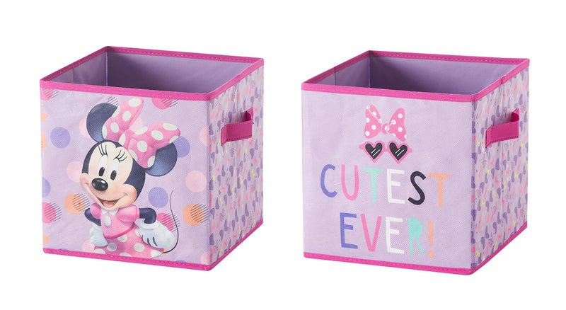 Idea Nuova Disney Minnie Mouse Set of Two Spacious Collapsible Storage Cubes, 10"x10", Minnie Mouse / Pink - Image 1