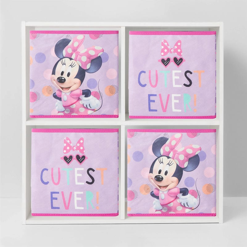 Idea Nuova Disney Minnie Mouse Set of Two Spacious Collapsible Storage Cubes, 10"x10", Minnie Mouse / Pink - Image 5