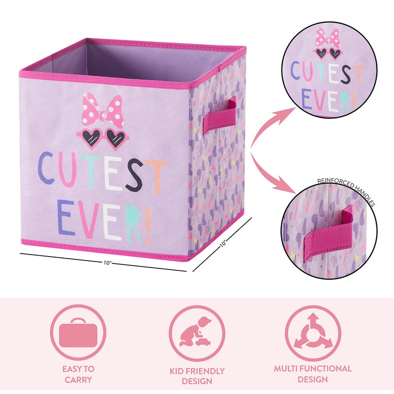 Idea Nuova Disney Minnie Mouse Set of Two Spacious Collapsible Storage Cubes, 10"x10", Minnie Mouse / Pink - Image 4