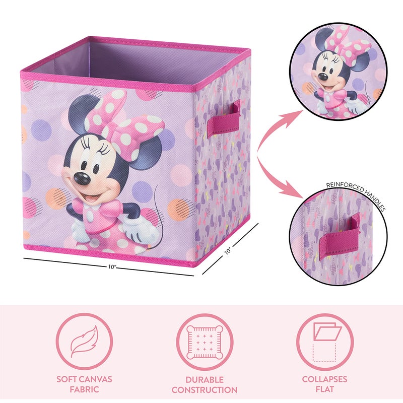 Idea Nuova Disney Minnie Mouse Set of Two Spacious Collapsible Storage Cubes, 10"x10", Minnie Mouse / Pink - Image 3