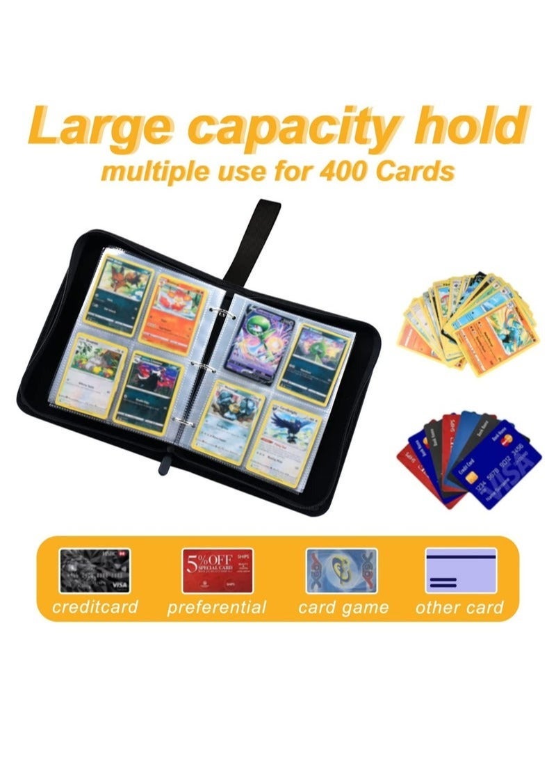 Pokemon Compatible Cards Binder,  Card Holder Pocket, Portable Card Collection Album Holder Book,  Fits 400 Cards With 50 Removable Sleeves, Trading Card Binder with Carrying Case  - Image 5
