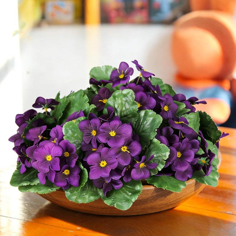 Maysing 10 Pcs African Violet Artificial Plant Purple African Violet Individual 9 Inches Artificial Flowers for Home Decoration Office Decor Gift - Image 1