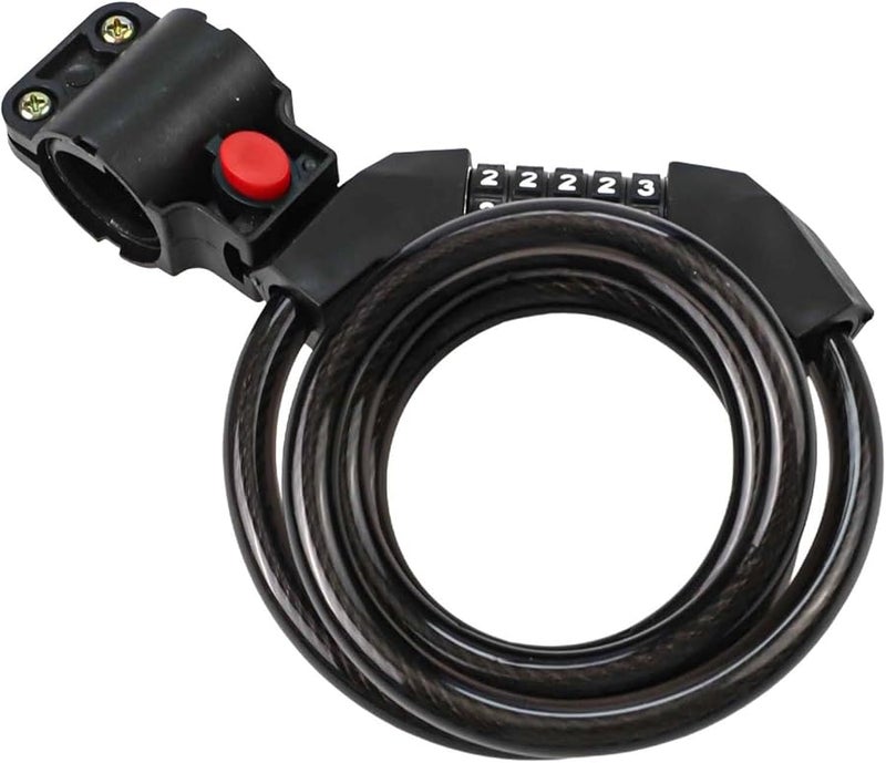 Heavy Duty 5 Digit Combination Bike Lock 12mm Steel Cable Zinc Alloy Head Black 1 2m - Image 3