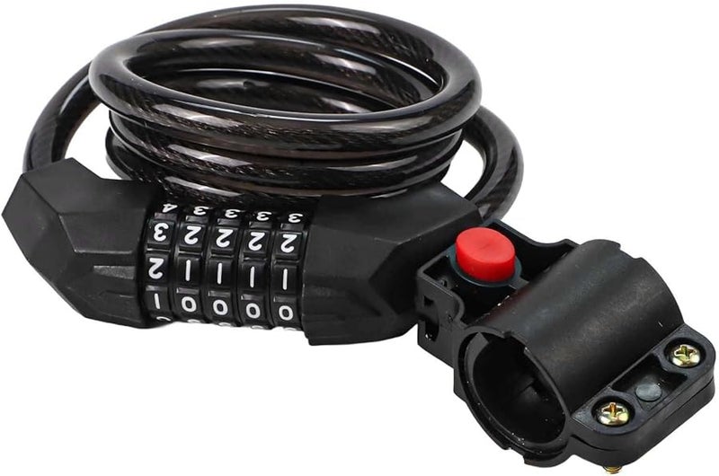 Heavy Duty 5 Digit Combination Bike Lock 12mm Steel Cable Zinc Alloy Head Black 1 2m - Image 4