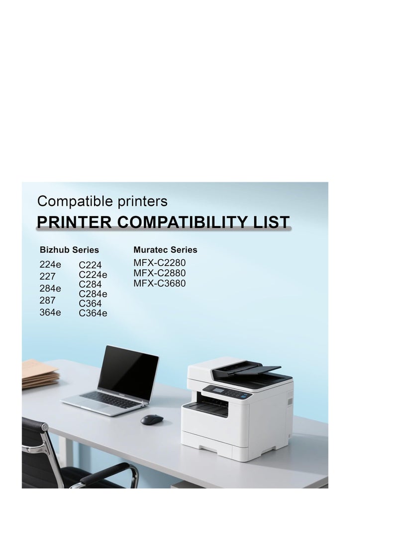 Terabyte TN321 TN-321 Toner Cartridge Set 4-Pack Replacement for TN321K TN321C TN321M TN321Y Toner for Konica Minolta Bizhub C227 C287 C224 C224e C284 C284e C364e Printer (Black Cyan Magenta Yellow) - Image 2