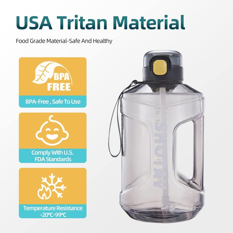 SHOTAY Sports Water Bottles 1L/1.5L/2L With USA Tritan Material 100% BPA Free And Leakproof, Half Gallon One Click Open Water Jug for School, Fitness And Outdoor Sports. - Image 4