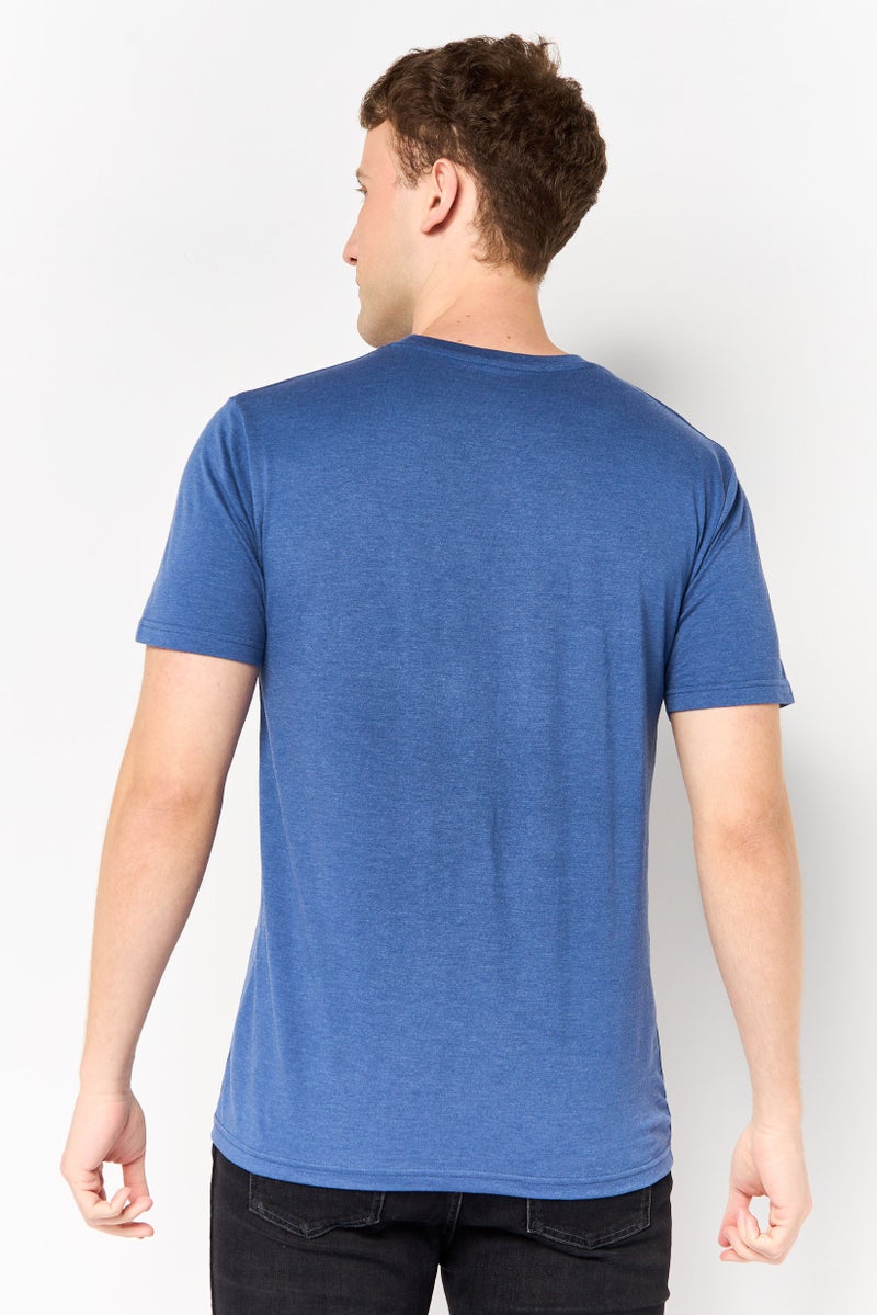 Tailorbyrd Men Crew Neck Short Sleeve Embroidered Logo T-Shirt, Slate Blue - Image 2