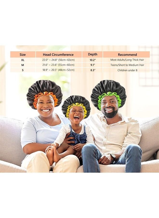 mikimini Extra Large Black Shower Cap for Women and Men Thick Long Hair Braids, Reusable Waterproof Double Layers XL Bathing Hair Caps with Vibrant Green Edge (Black)  - Image 4
