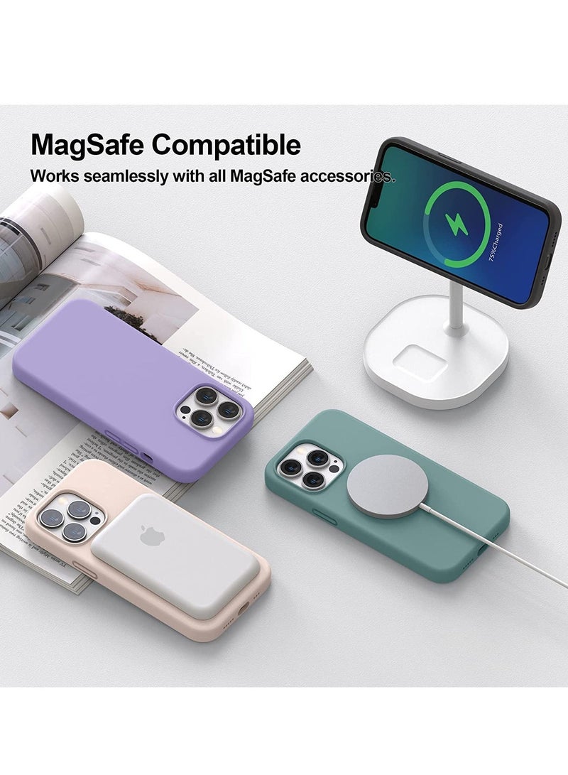 راكسوم جراب مغناطيسي مصمم لهاتف iPhone 13 Pro (إصدار 2021 بشاشة 6.1 بوصة)، مع بطانة من الألياف الدقيقة، جراب هاتف من السيليكون السائل لهاتف iPhone 13 Pro (لون أخضر الصبار) - Image 2