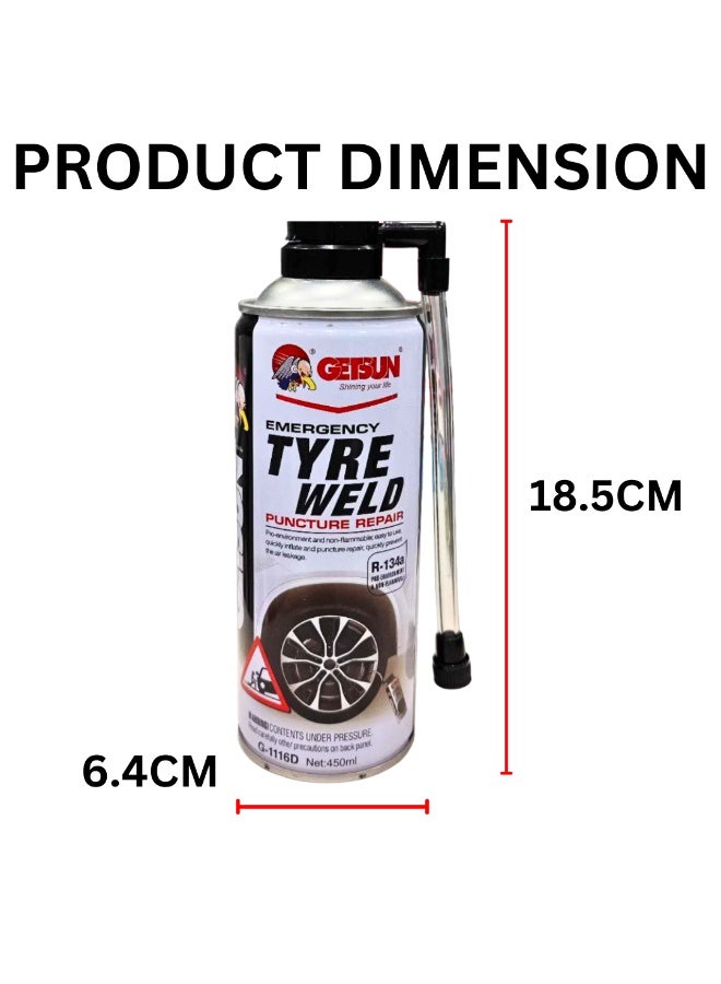 GETSUN Tire Weld Car Tire Emergency Repair Puncture Repair 450 ML - Image 4