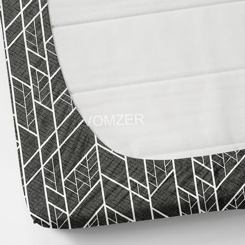 VOMZER Cotton Feel Glace Cotton Elastic Fitted Printed King Size Double Bed Bedsheet with 2 Pillow Coverm Fits Upto 8 inches Mattress,Size- 72x78x10 Inches Lines Black - Image 5