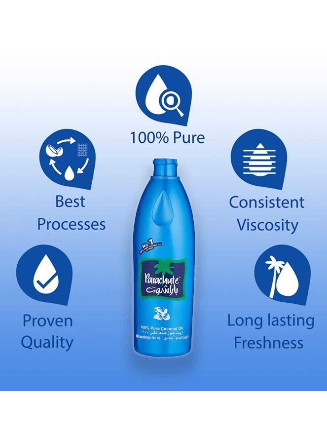 Parachute Pure Coconut Hair Oil 450 ml Blue  - Image 2