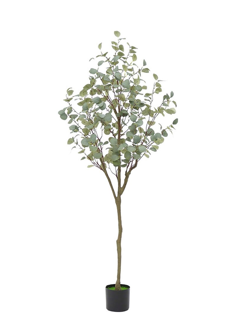 Rightsure Artificial Eucalyptus Tree with Natural Wood Trunk and Realistic Leaves, Faux Eucalyptus Tree for Home Decor Indoor, Tall Green Fake Plant with Pot for Office Living Room Outdoor (180CM)  - Image 1