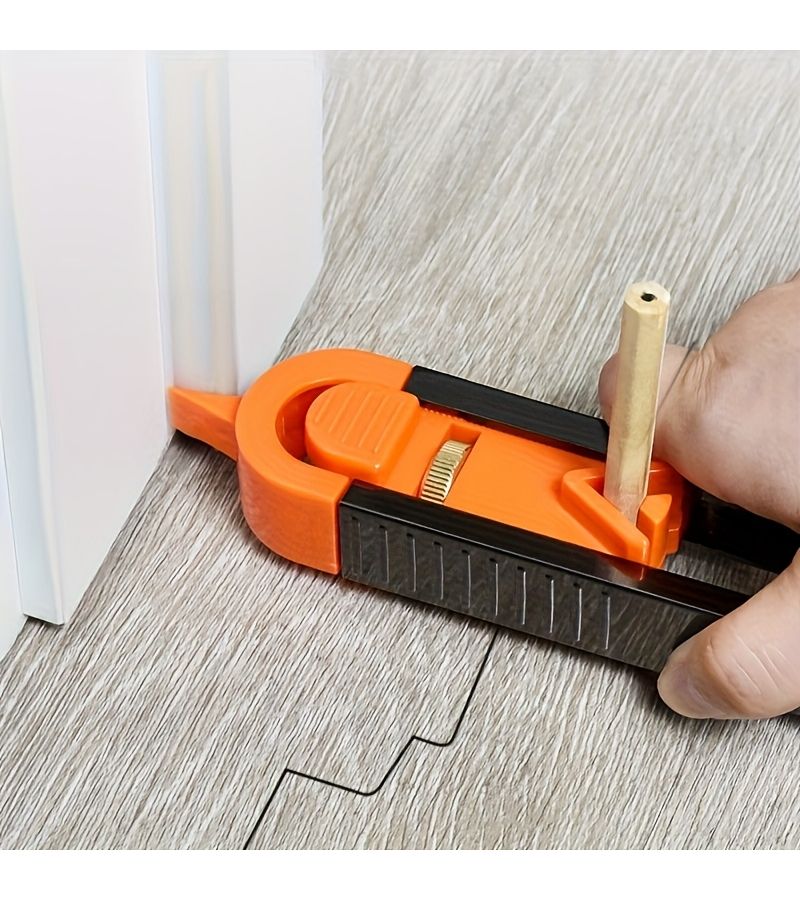 Orange And Black Precision Woodworking Contour Gauge Set With Height Ruler And 2 Pencils - Image 1
