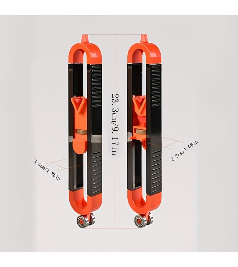 Orange And Black Precision Woodworking Contour Gauge Set With Height Ruler And 2 Pencils - Image 2